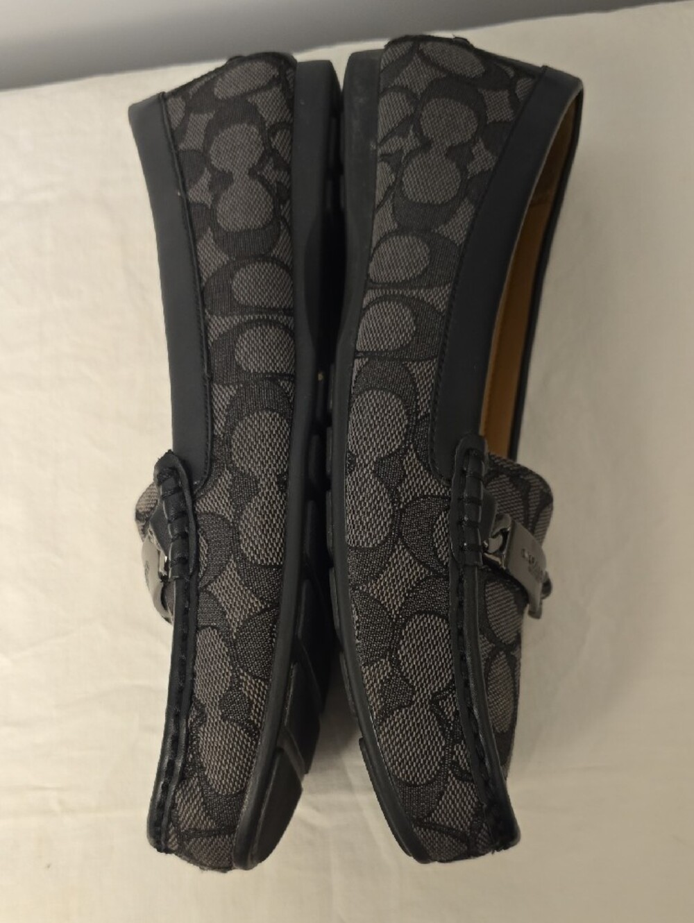 Coach Women's Gray Signature Canvas Bit Loafers with Black Trim - Picture 5 of 10